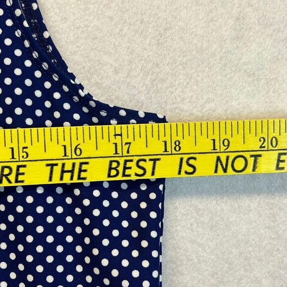 CHICO'S Tank Top Women's Size 2 Blue White Sleeveless Polka Dot Scoop Layering - Picture 7 of 13